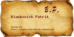 Blaskovich Patrik névjegykártya